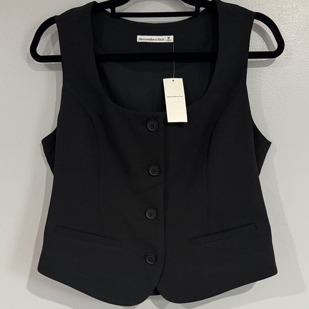 Abercrombie & Fitch Black Tailored Button Vest